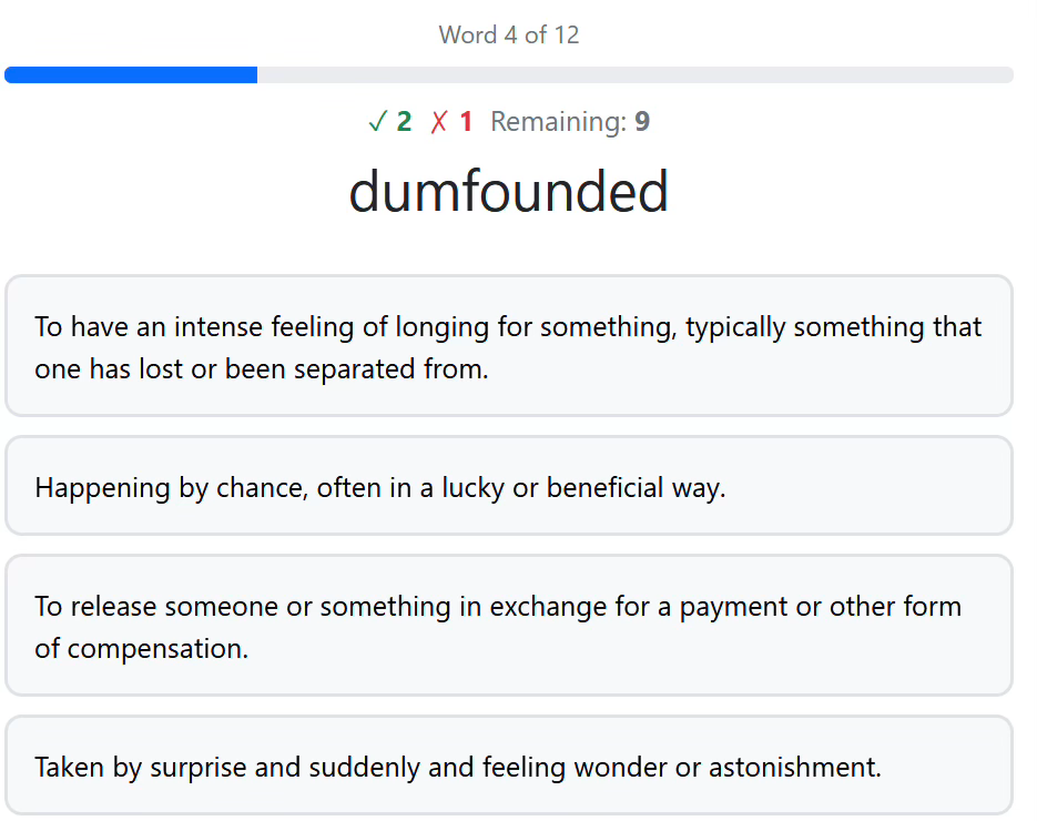 Printable word and definition table
